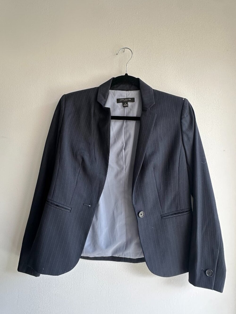 Ann Taylor Navy Pinstripe Blazer